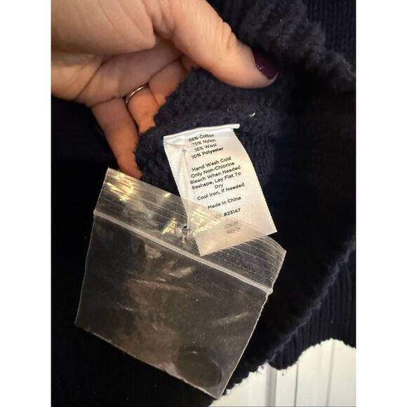 Talbots navy cableknit cardigan sweater medium petite - Picture 4 of 8